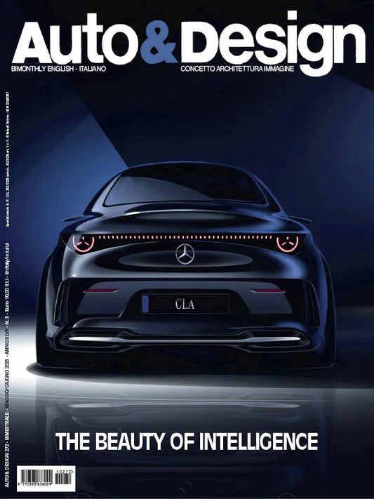 Magazine cover featuring a Mercedes-Benz car with 'Auto & Design' branding and 'The Beauty of Intelligence' text.