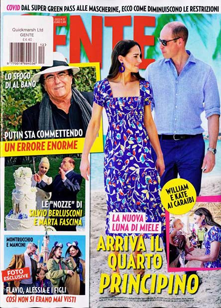 Gente Italian Magazine: 1-Month Subscription, 4 Issues