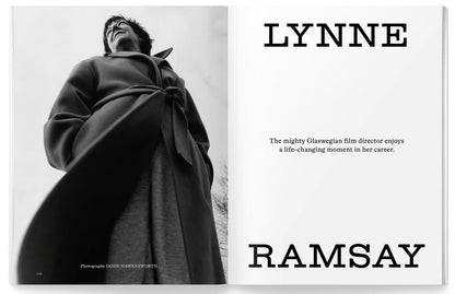 Lynne ramsay wearing a coat in a magazine
