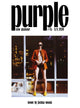 Magazine cover with a person in an orange jacket against a cityscape background, featuring the text 'Purple new glamour #45 S/S 2026'.